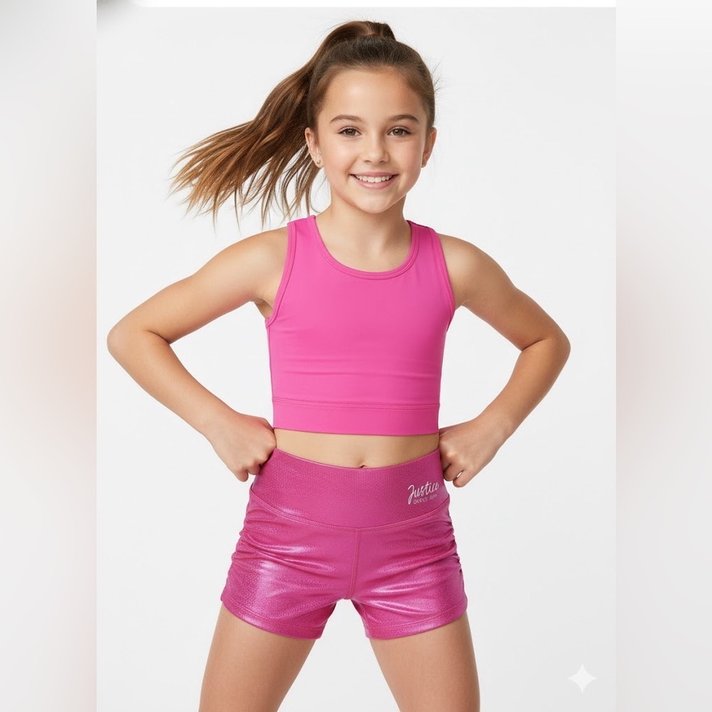 Justice Shimmering Pink Gymnastic, Dance Shorts